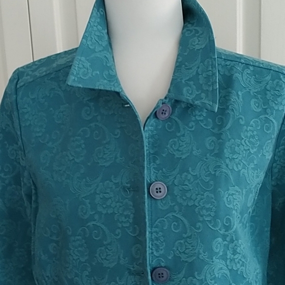 Appleseed's Petite Blue Embroidered Jacket 8P - Picture 3 of 10